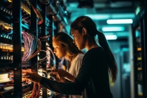 female cabling techinician