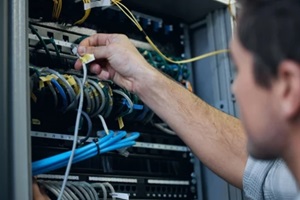 technician working in server room