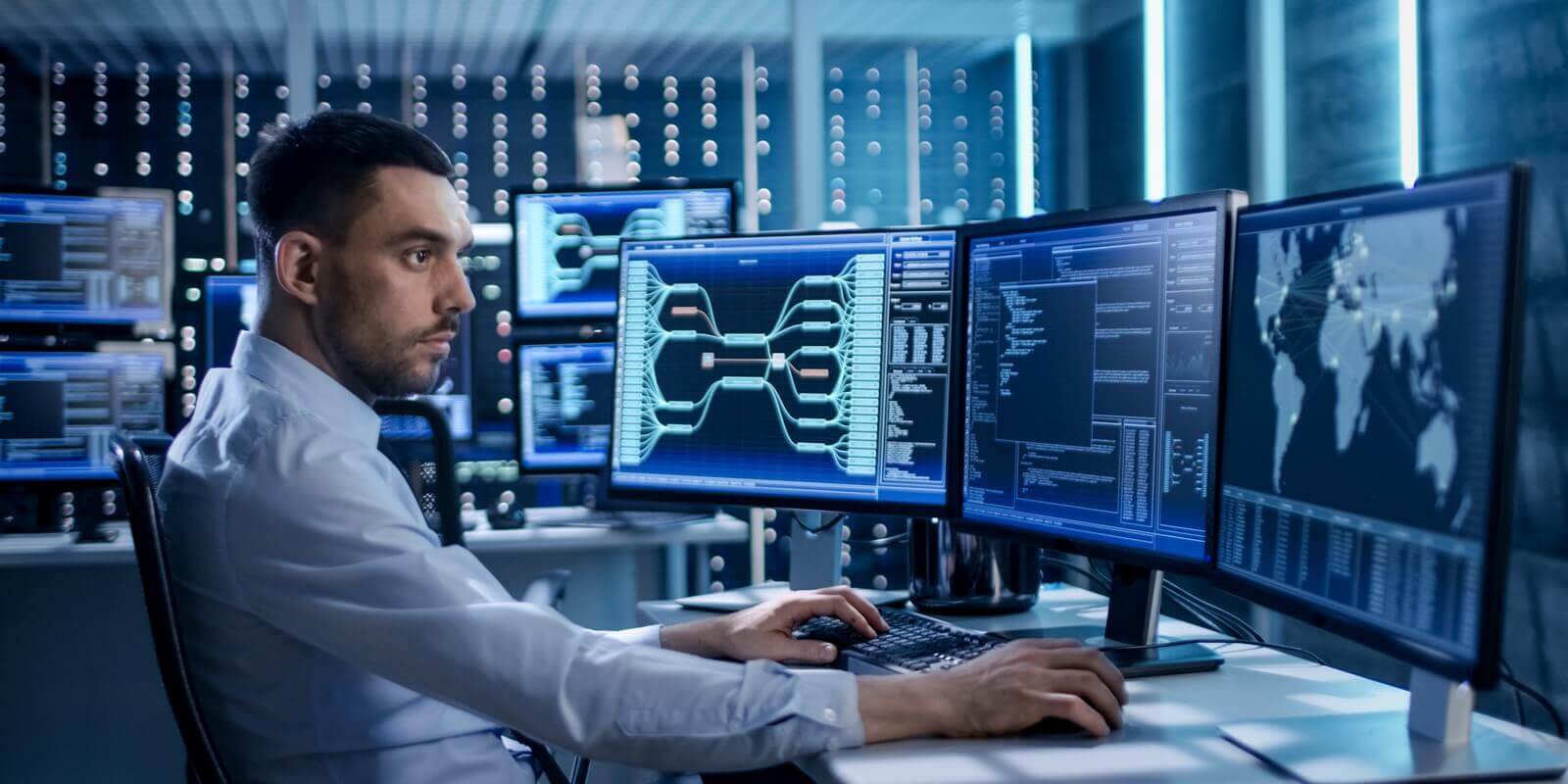 system security specialist working at system control center