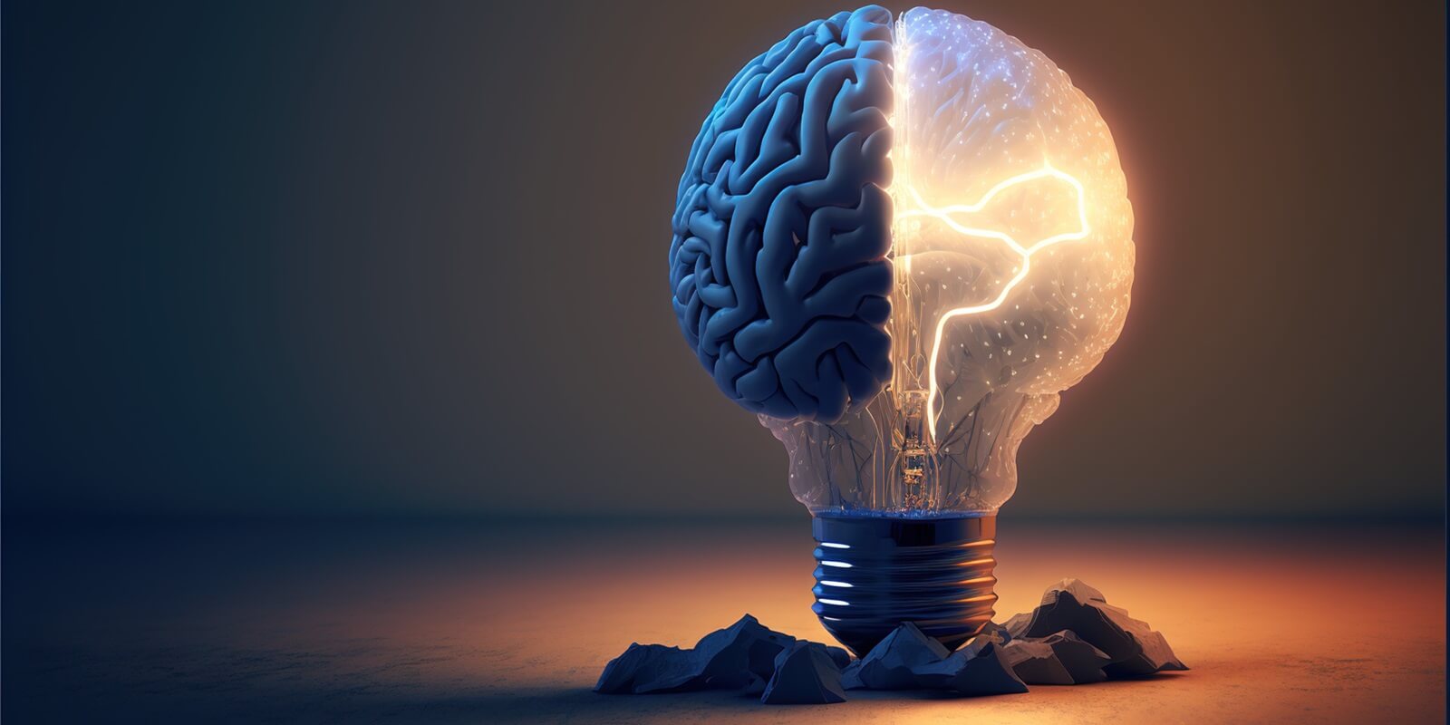 creative idea with brain and light bulb illustration