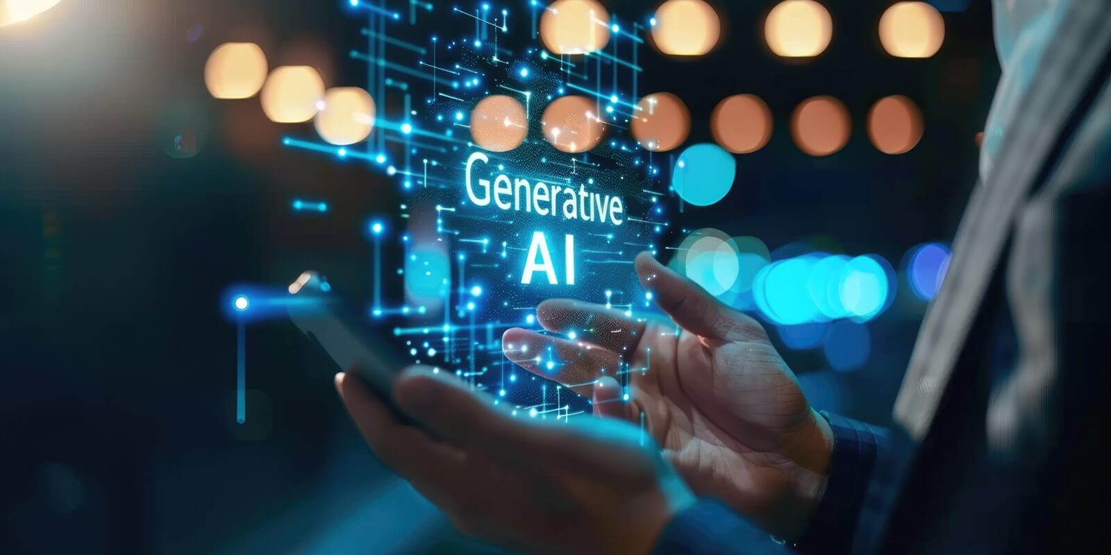 interact with AI artificial intelligence brain processor in concept of generative AI