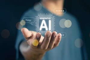 man using technology generative AI for working tools