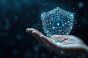 protecting digital assets cybersecurity shield concept in futuristic environment