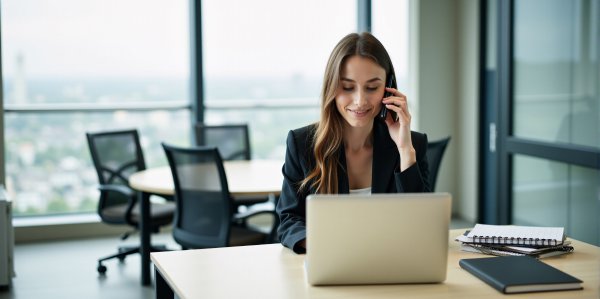 Woman Speaking To The Support & Maintenance Specialist About Her VoIP Phone Systems