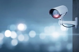 close up of ai camera over defocused background with copy space