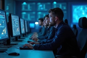 cybersecurity team monitoring security operations center