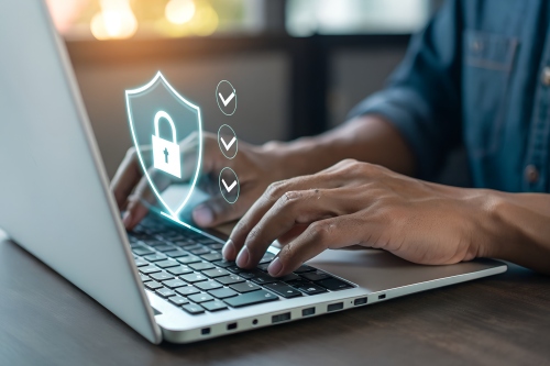 Secure laptop set up with cybersecurity protection