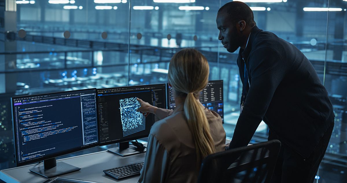 IT infrastructure team discussing project details with a new partner in Washington DC