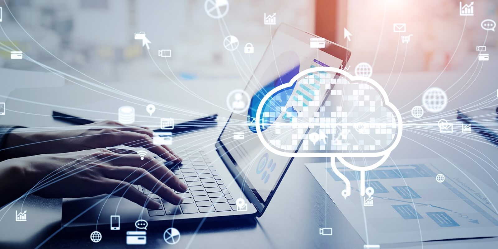 cloud network download upload concept