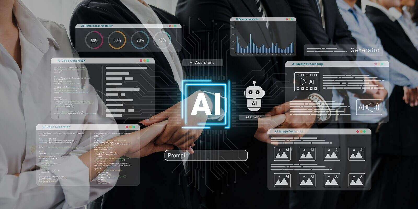 AI assistant dashboard for code, media, and image generation