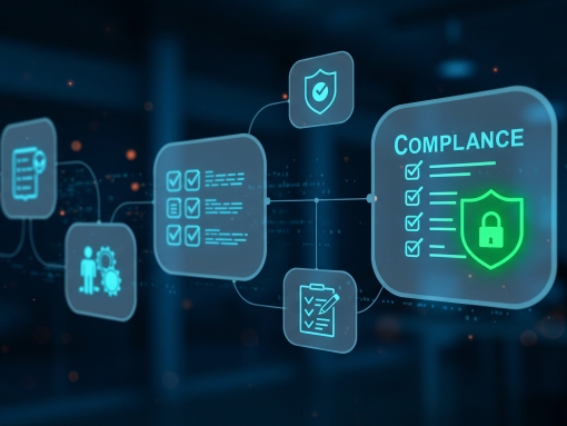 Cybersecurity compliance workflow diagram showing CMMC and regulatory framework requirements to help Frederick MD