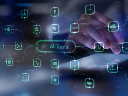 Professional accessing a connected ecosystem of AI tools and platforms to support Frederick