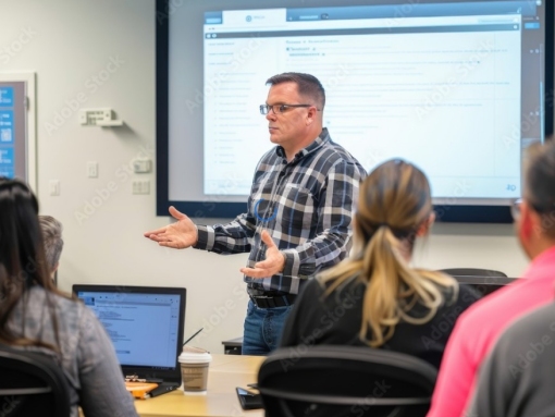 Security awareness trainer presenting cybersecurity best practices to Frederick