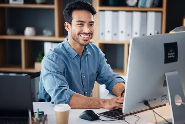 business man in office working online for information technology, internet or global digital company